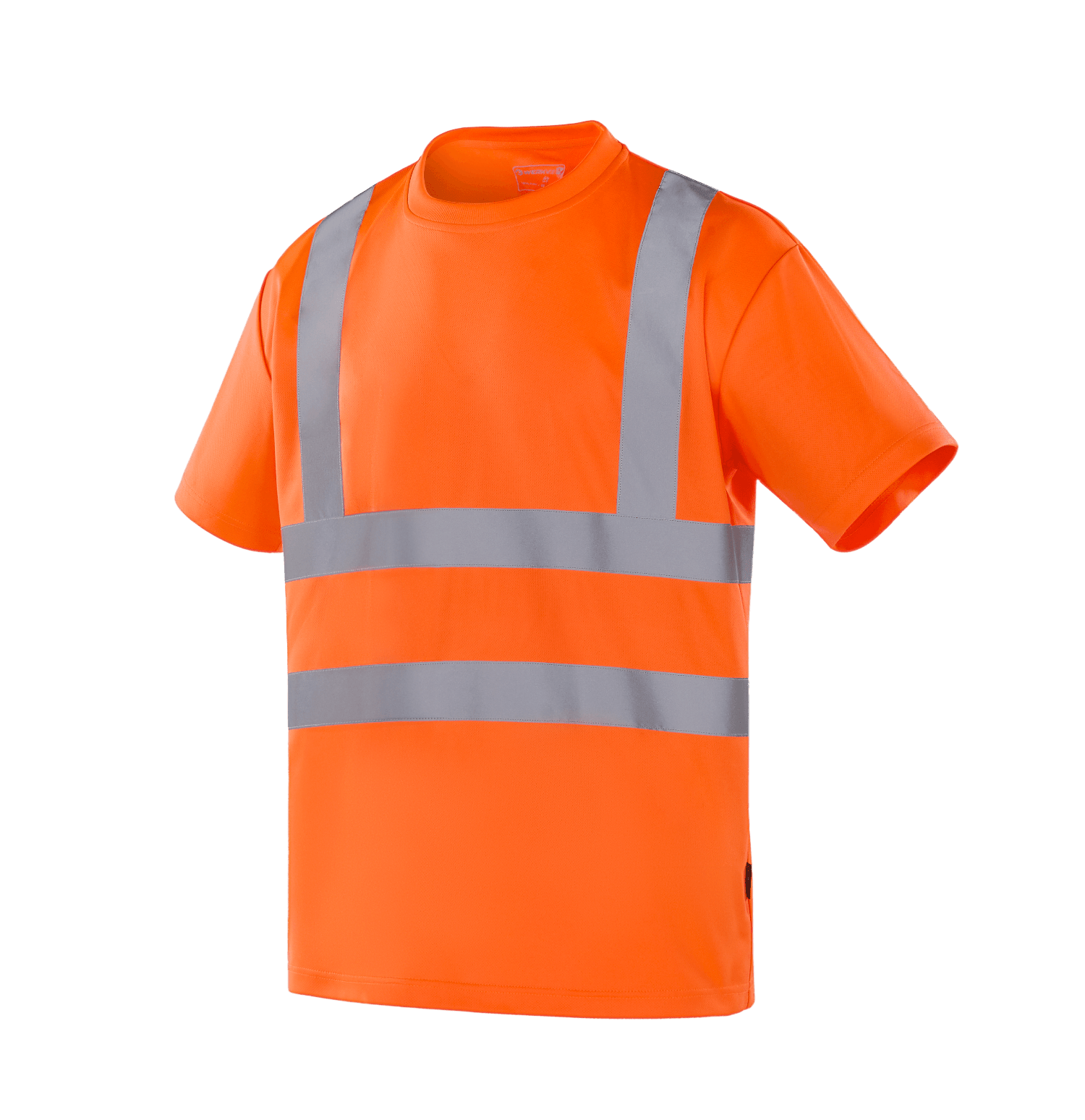 Hi-vis orange WT201 NANTES short sleeve T-shirt, breathable, comfortable, reflective bands for safety